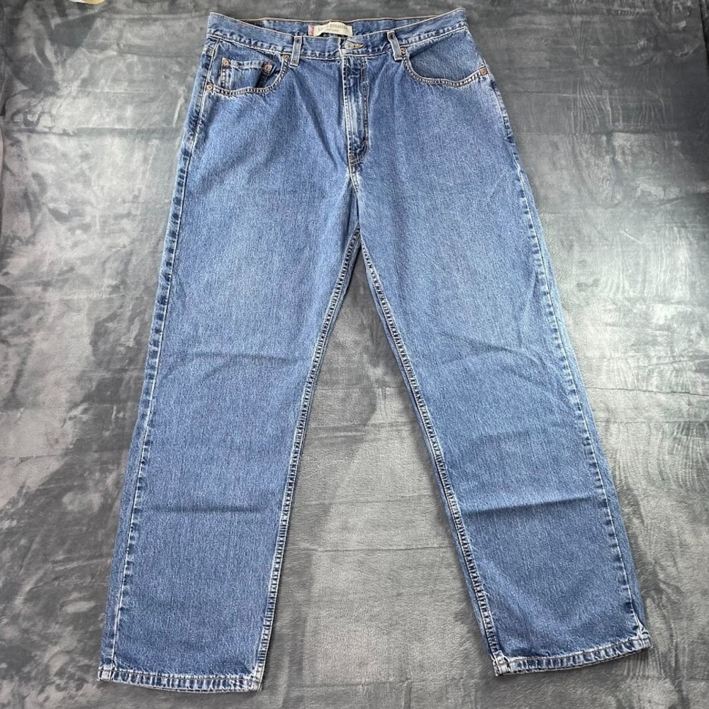 Y2K Levi's 569 Jeans Mens 36x32 Fits 36x31 Blue Medium Wash Loose Straight Denim